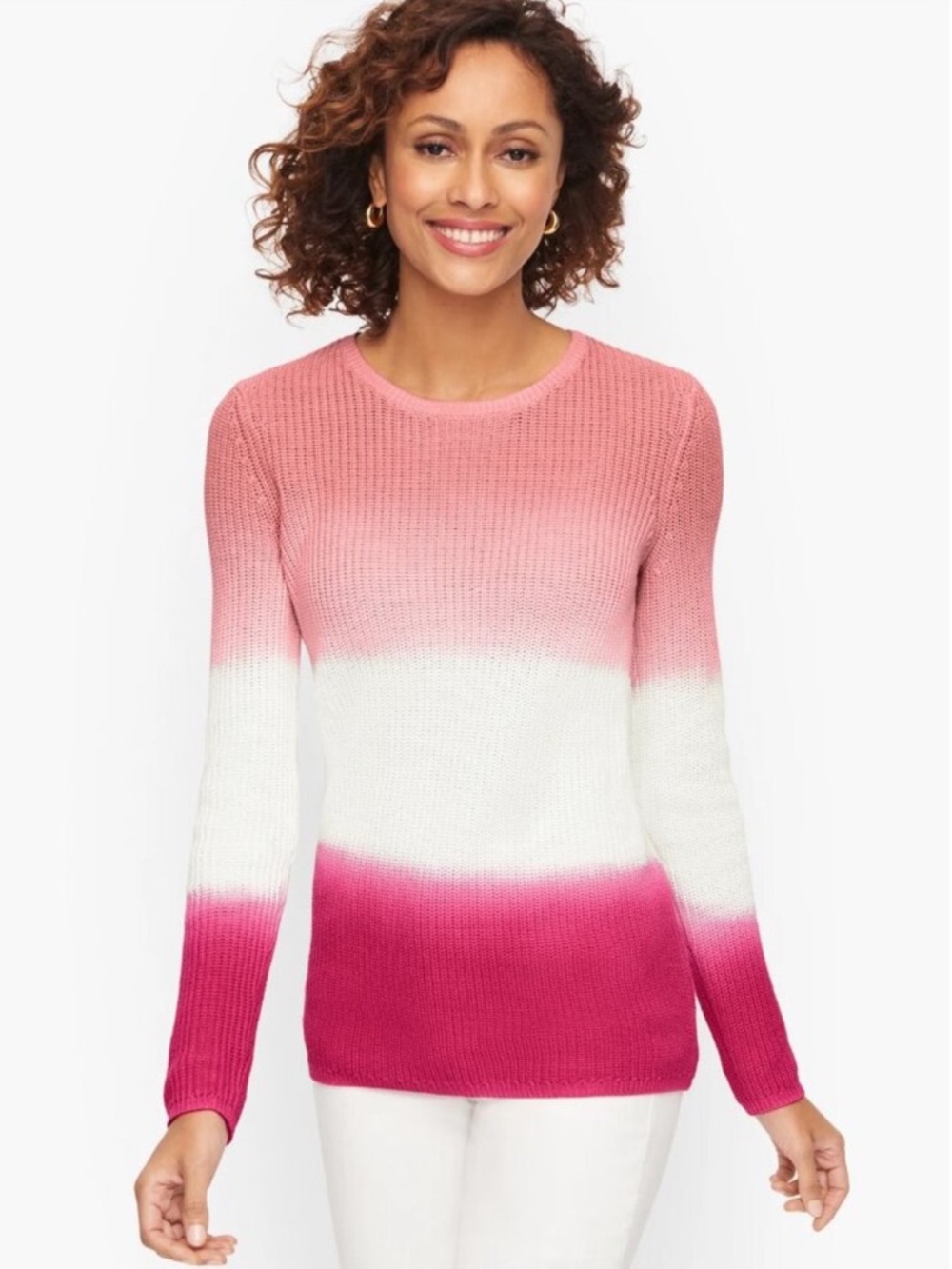 Talbots Shaker Stitch Ombré
Dip Dye Cotton Sweater Size LP NWT